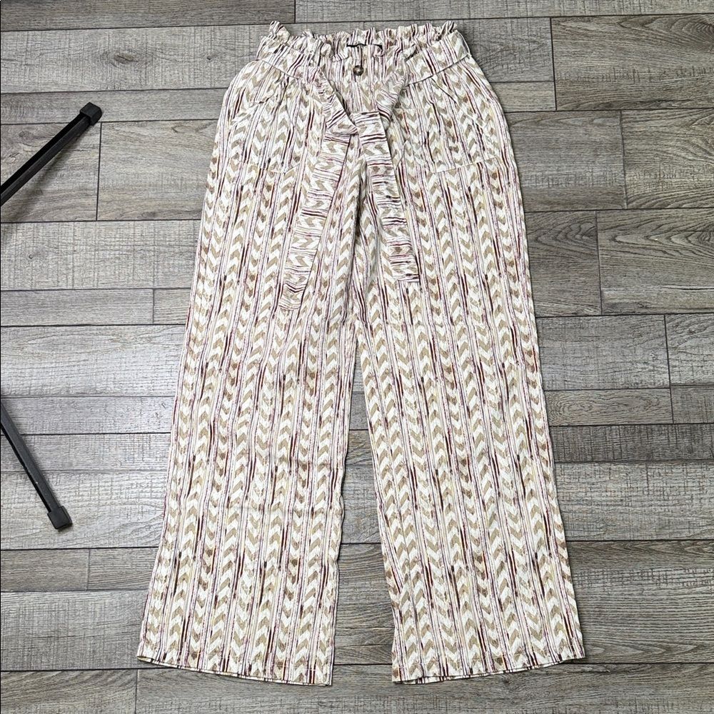 American Original Rewash Linen-Blend Elastic Waist Wide Leg Pants